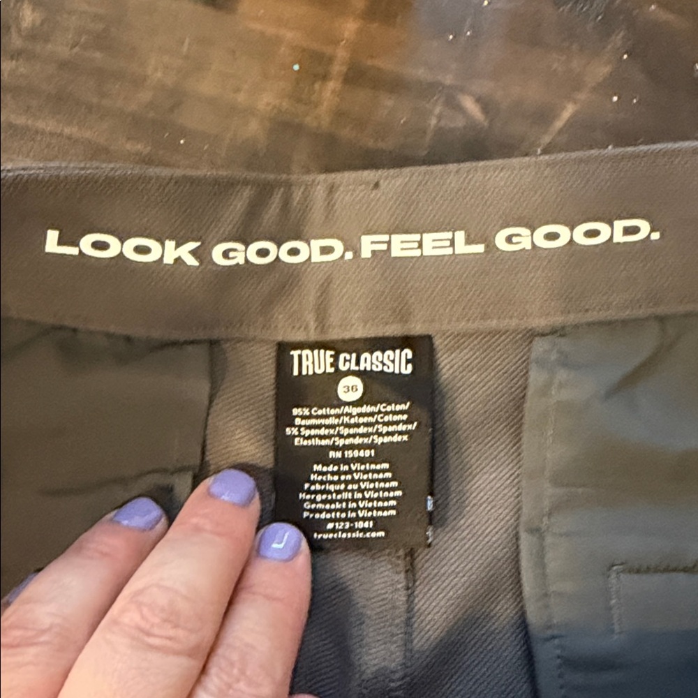 True Classic Men’s Flat Front Shorts in Charcoal Black